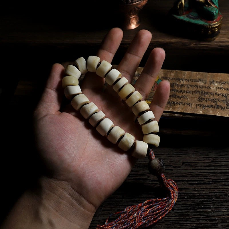 Tibetan Yak Bone Free-Form Mala Bracelet for Men