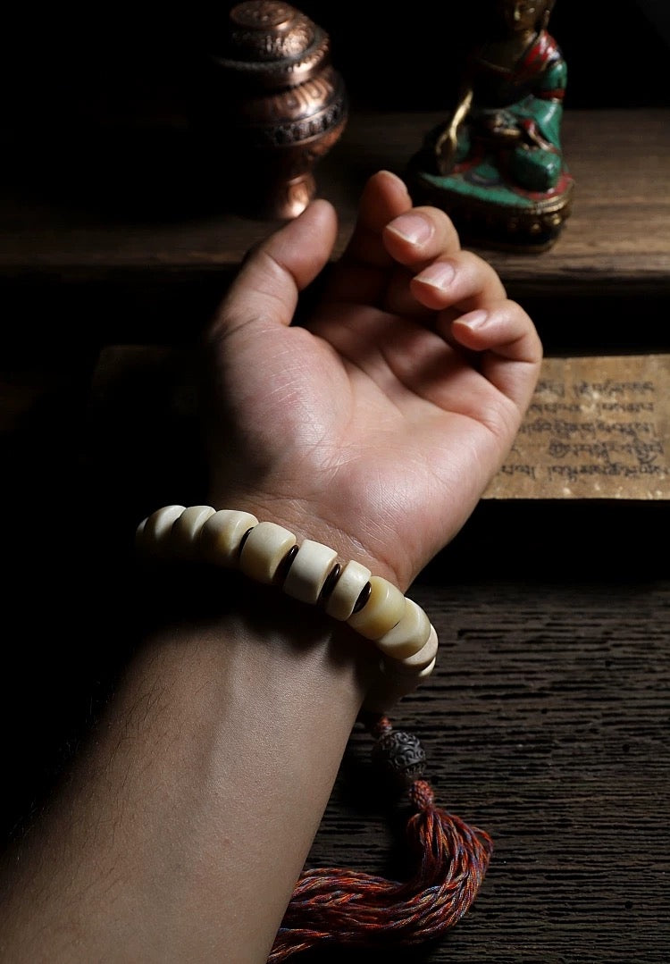 Tibetan Yak Bone Free-Form Mala Bracelet for Men