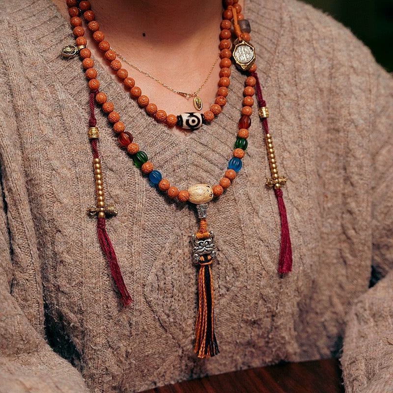 Tibetan Toothless Small Vajra Bodhi Seed Mala - 108 Beads for Prayer