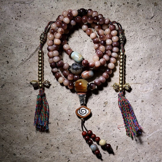 Natural Camel Bone Mala Bracelet – 108 Beads for Men & Women