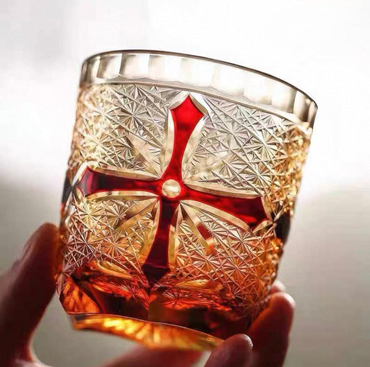 Japanese Edo Kiriko Cross Whiskey Glass