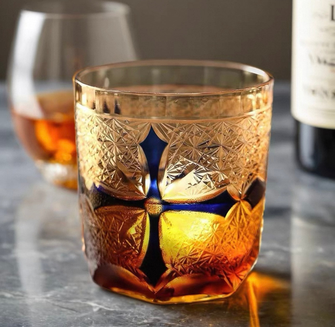 Japanese Edo Kiriko Cross Whiskey Glass