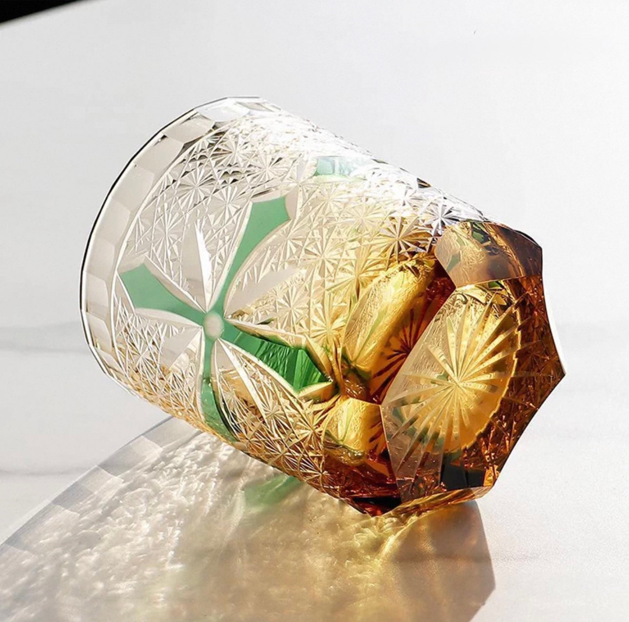 Japanese Edo Kiriko Cross Whiskey Glass
