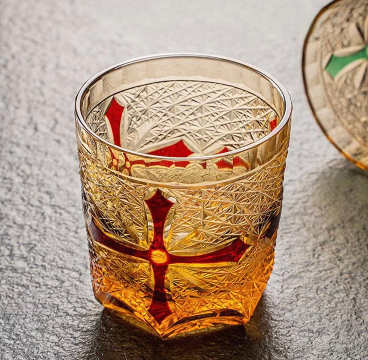 Japanese Edo Kiriko Cross Whiskey Glass
