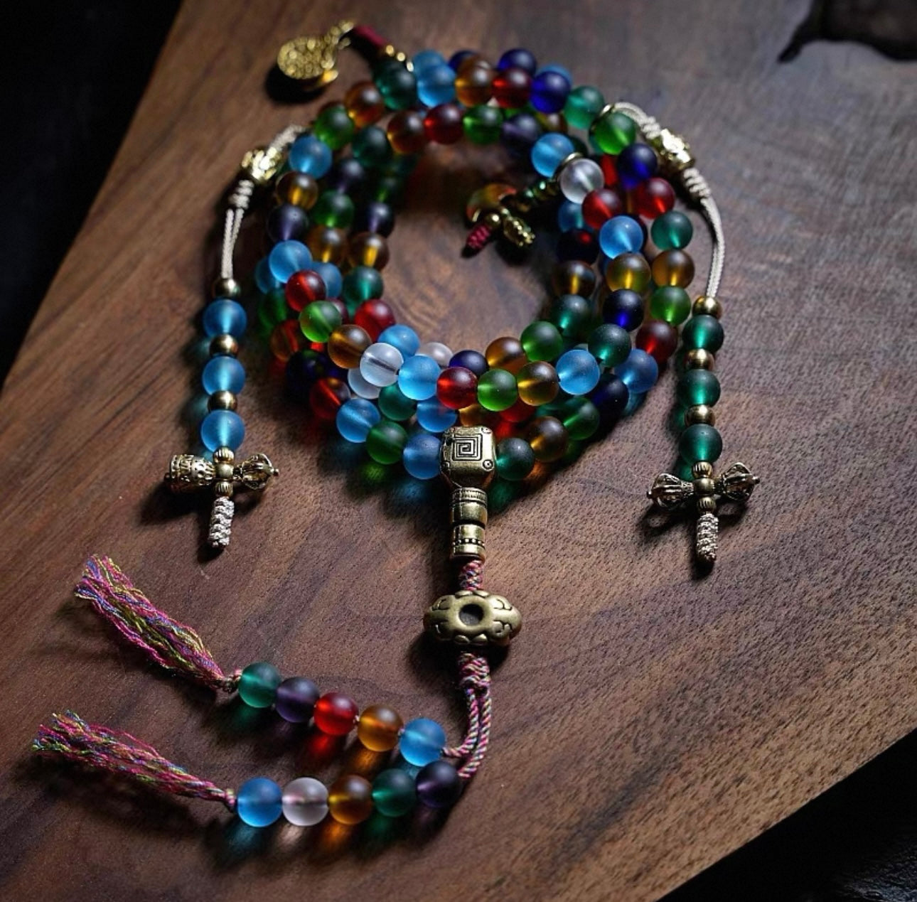 Handcrafted Liuli Glass Mala Bracelet/Necklace - Original Design