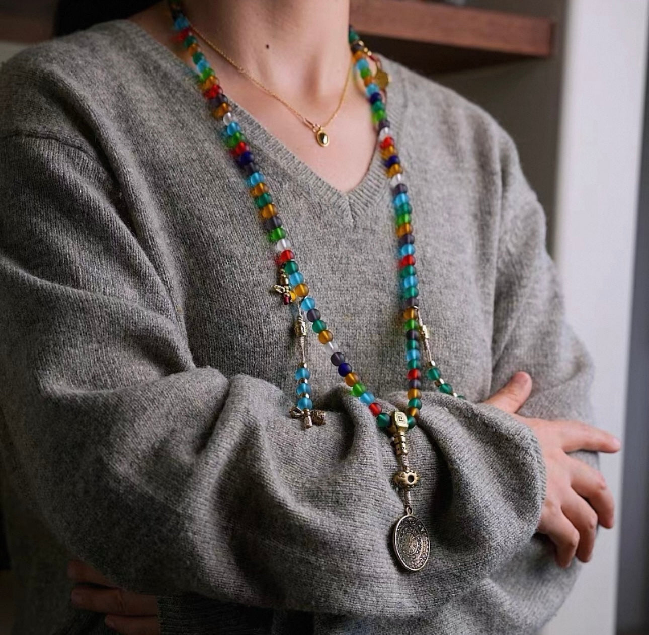 Handcrafted Liuli Glass Mala Bracelet/Necklace - Original Design