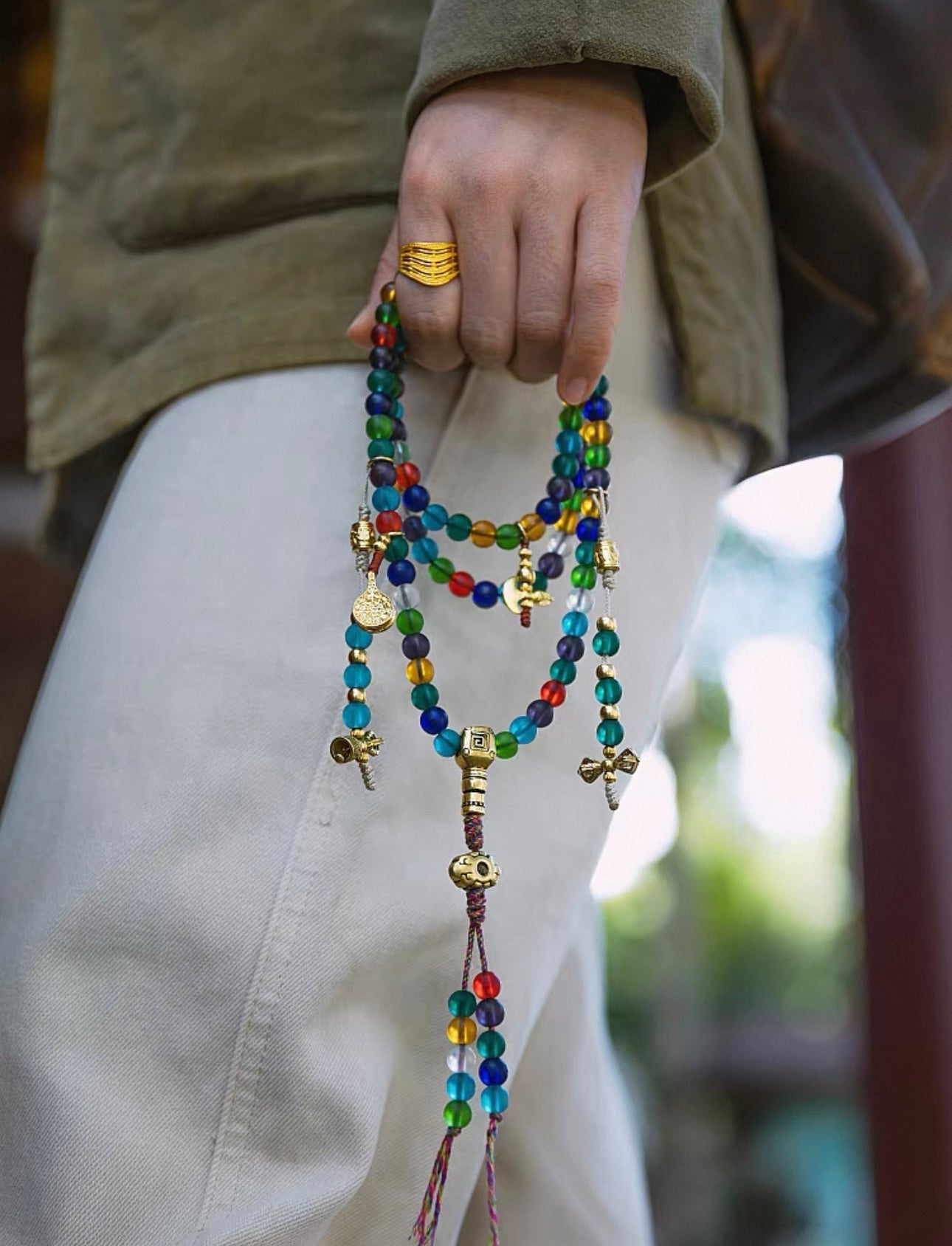 Handcrafted Liuli Glass Mala Bracelet/Necklace - Original Design