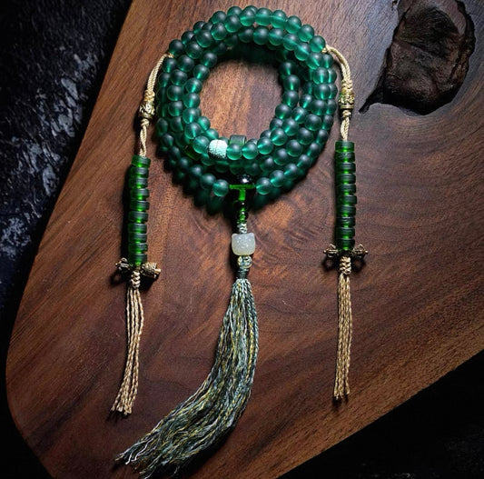 Original Design Green Tara Liuli Mala Bracelet - 108 Beads