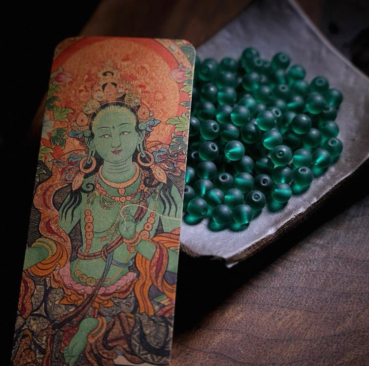 Original Design Green Tara Liuli Mala Bracelet - 108 Beads
