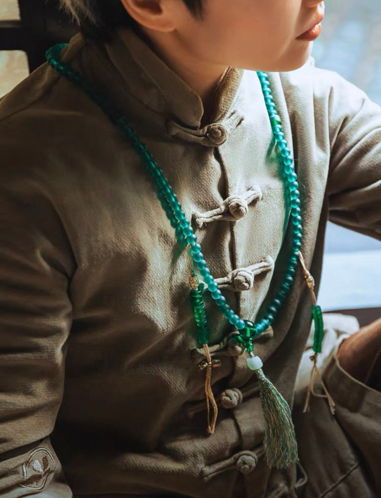 Original Design Green Tara Liuli Mala Bracelet - 108 Beads