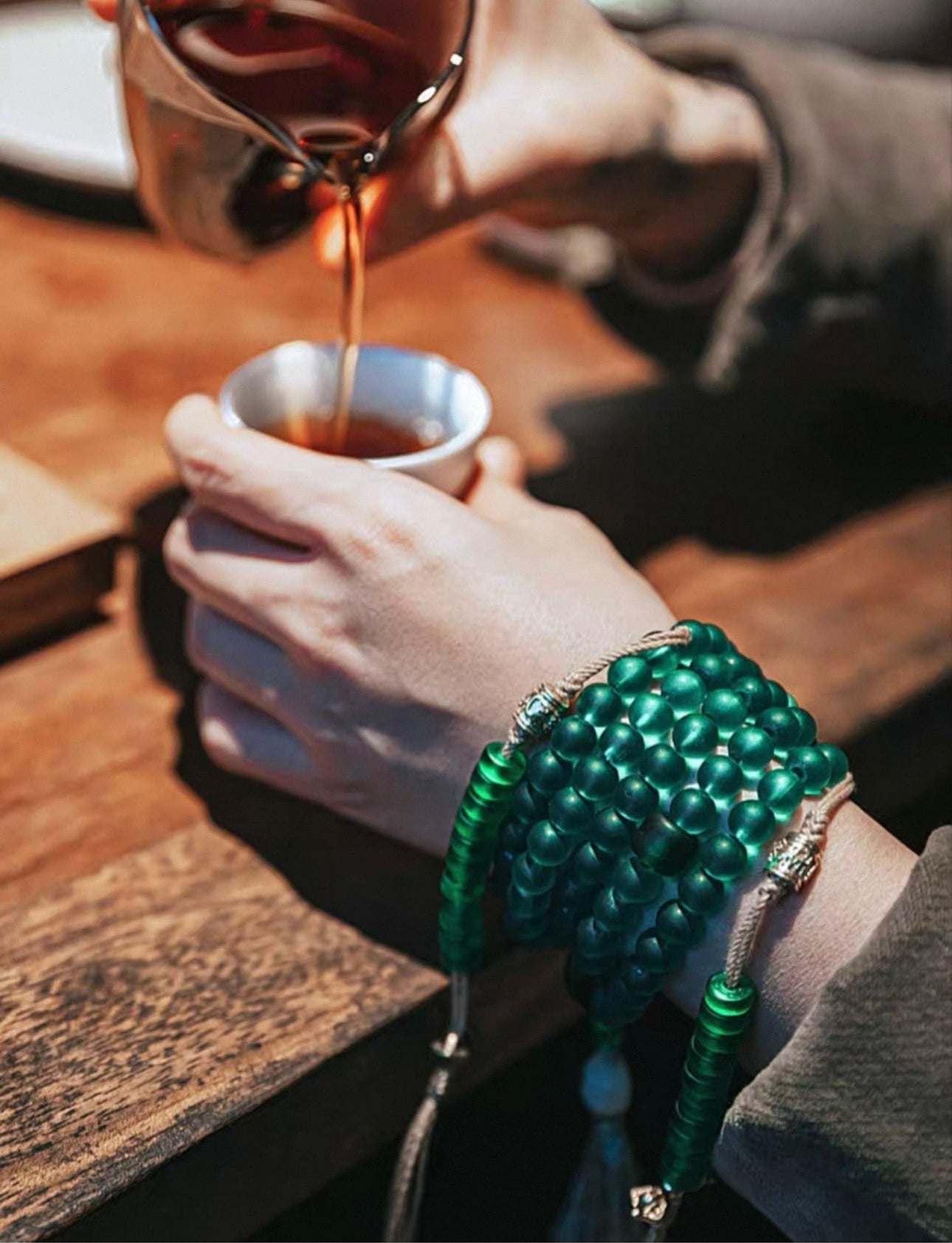 Original Design Green Tara Liuli Mala Bracelet - 108 Beads