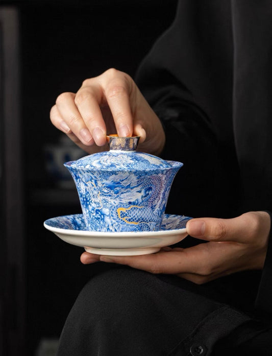 The Silver Dragon Hovering Gaiwan Tea Set