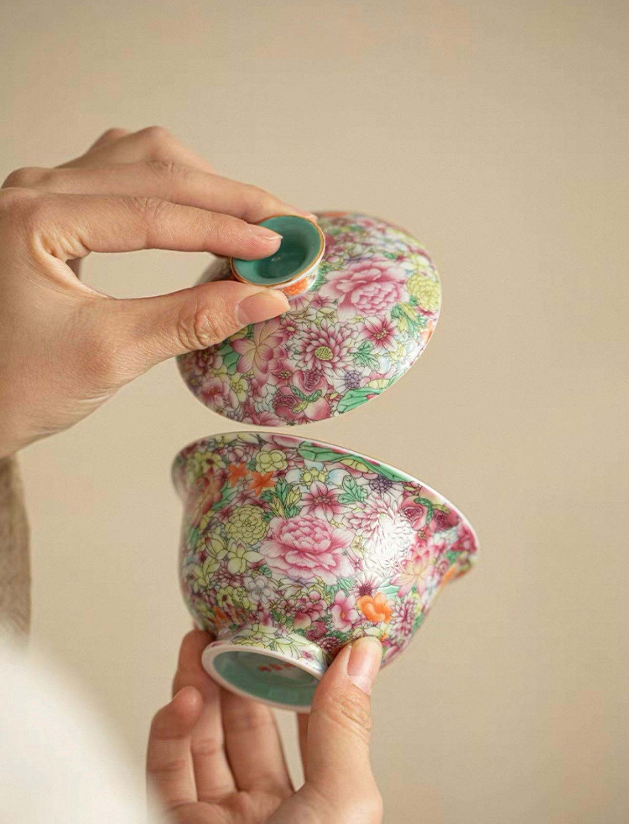 Enamel Myriad Flowers Gaiwan Tea Set
