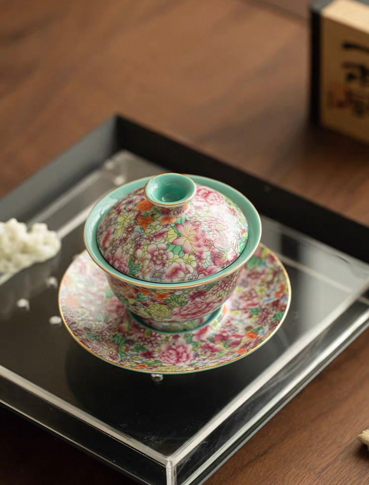 Enamel Myriad Flowers Gaiwan Tea Set