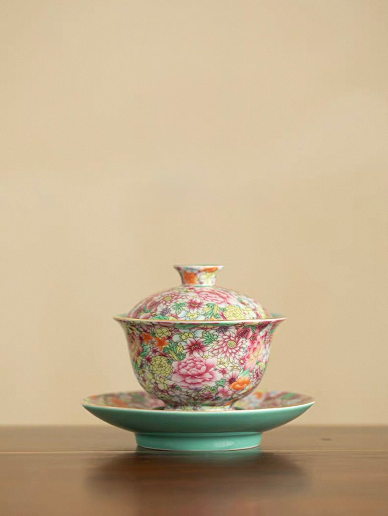 Enamel Myriad Flowers Gaiwan Tea Set