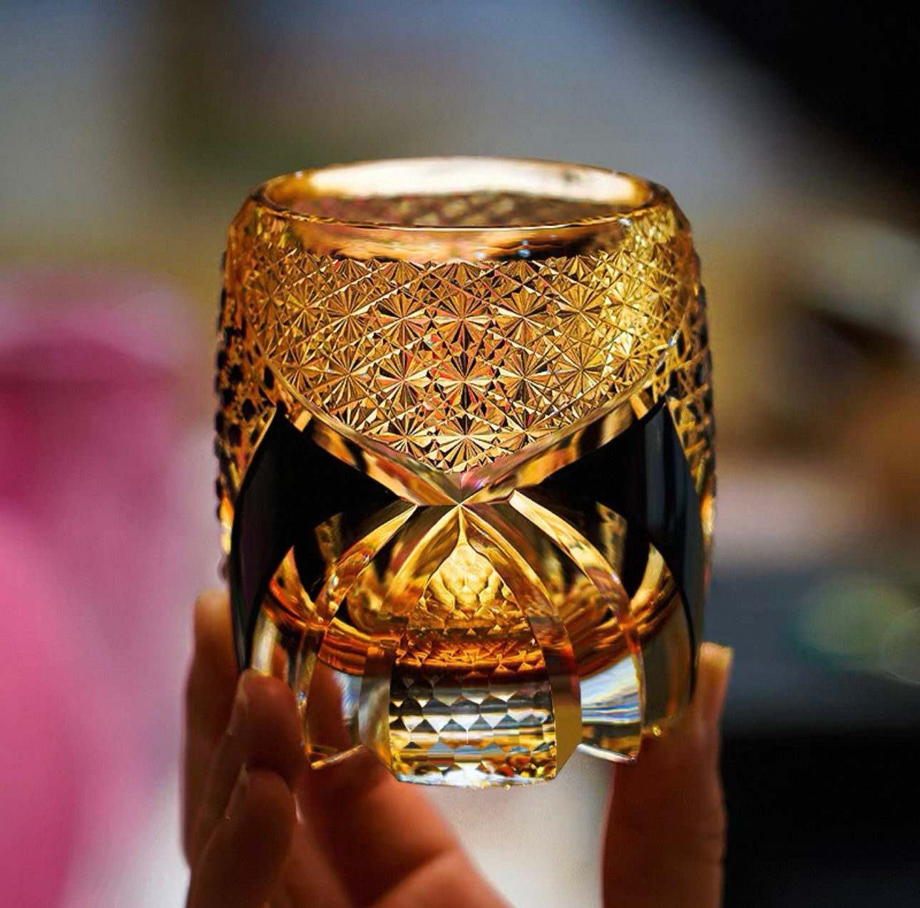 The Golden Armor Edo Kiriko Samurai Whiskey Glass