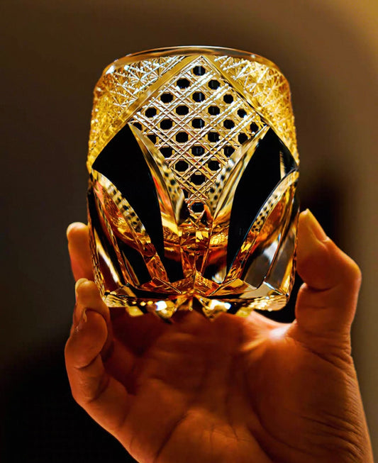 The Golden Armor Edo Kiriko Samurai Whiskey Glass