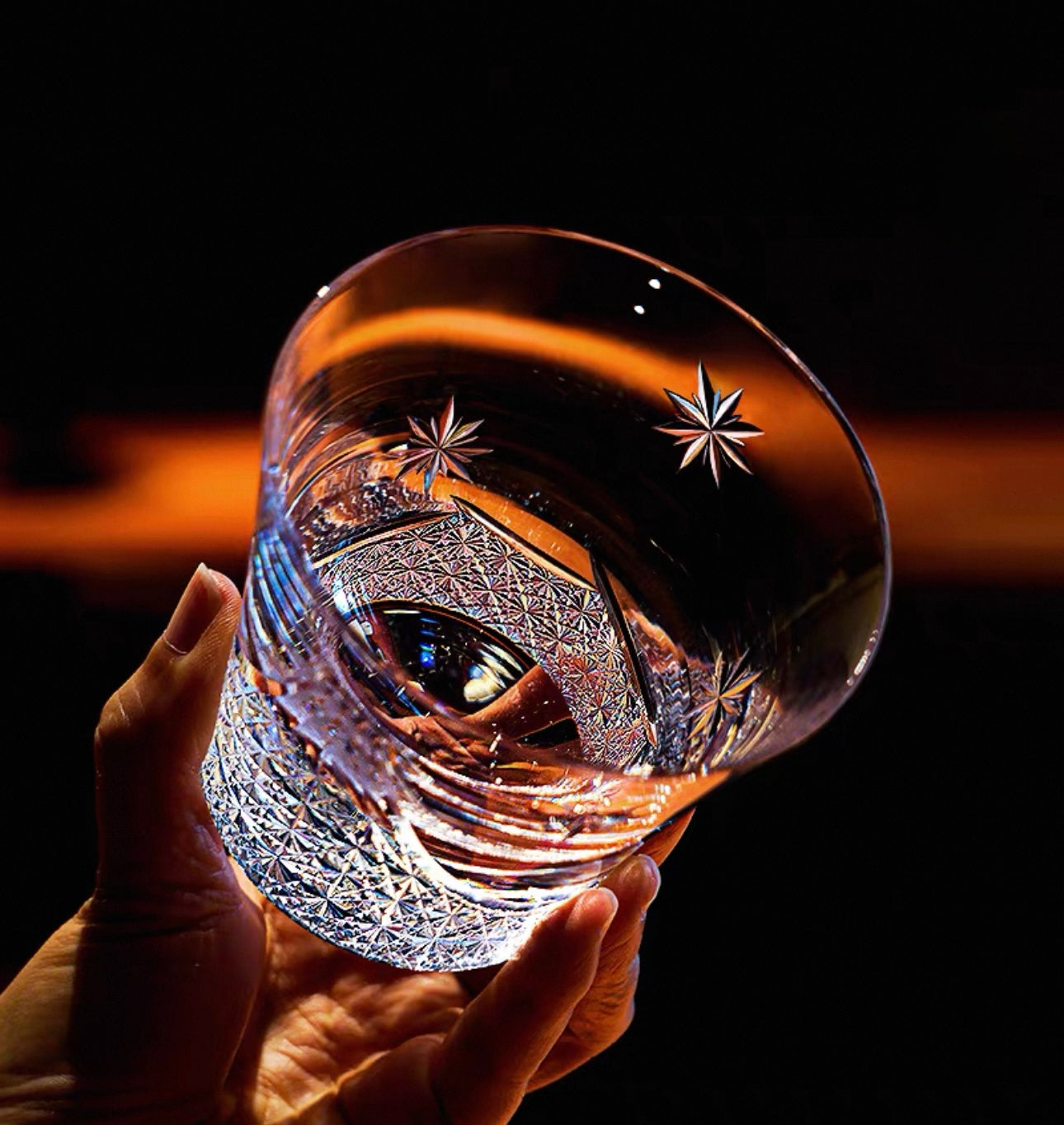 Handcrafted Japanese Mount Fuji Cut-Glass Tumbler