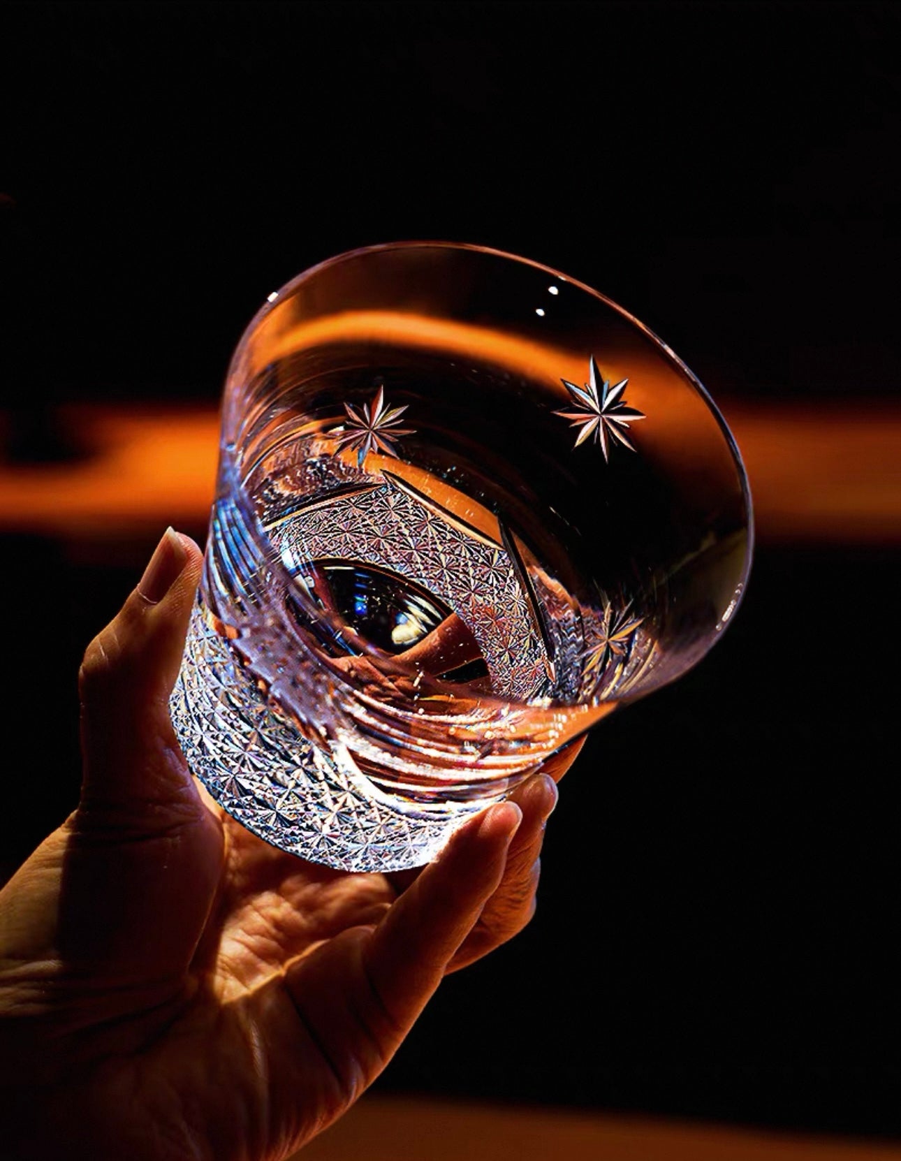 Handcrafted Japanese Mount Fuji Cut-Glass Tumbler