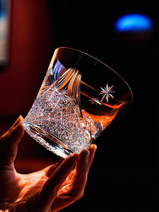 Handcrafted Japanese Mount Fuji Cut-Glass Tumbler