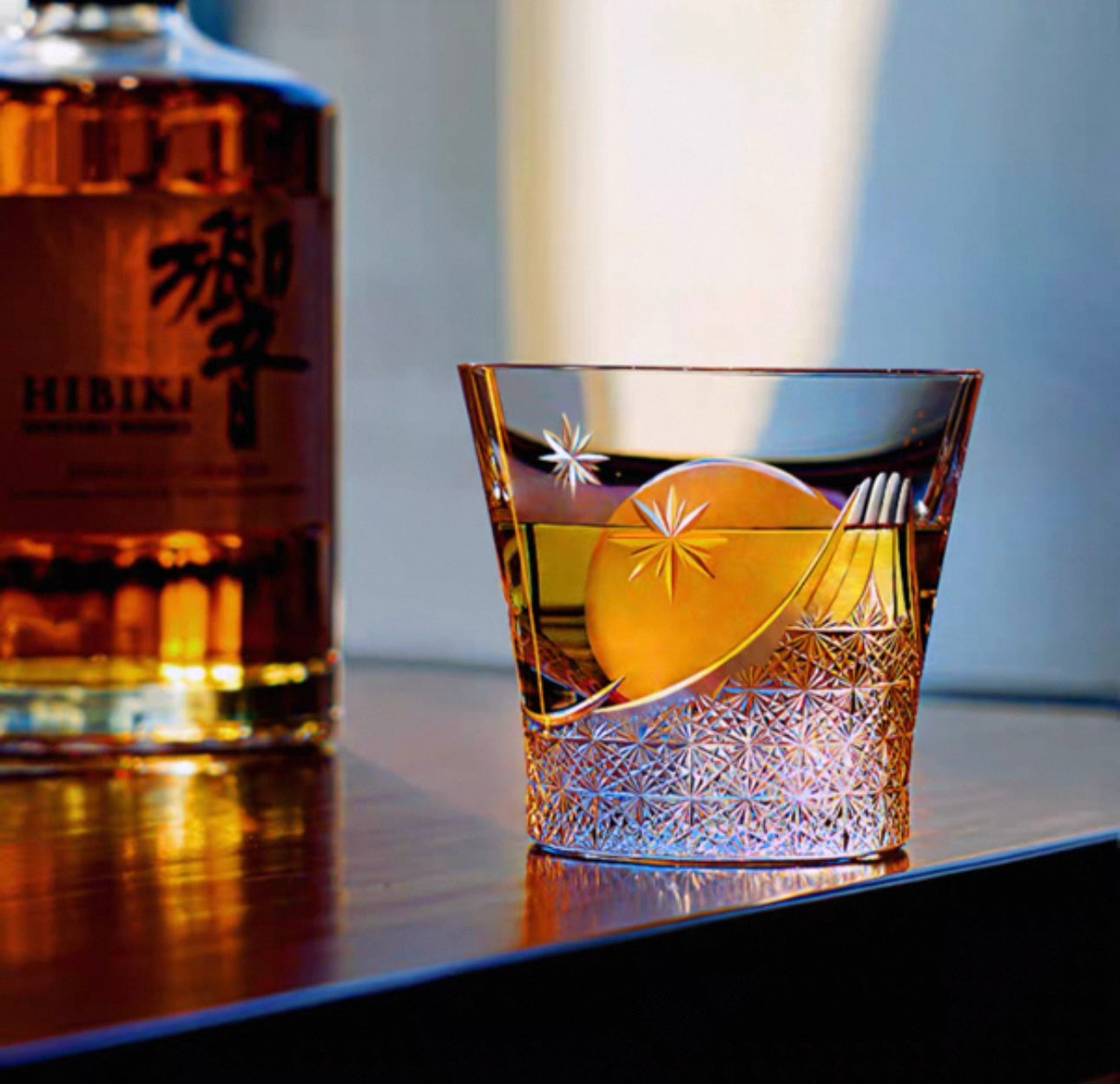 Handcrafted Japanese Mount Fuji Cut-Glass Tumbler