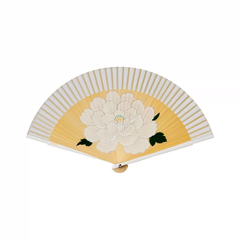 Peony Silk Folding Fan | Hand-Painted Double-Sided Lacquer Art