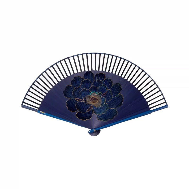 Peony Silk Folding Fan | Hand-Painted Double-Sided Lacquer Art