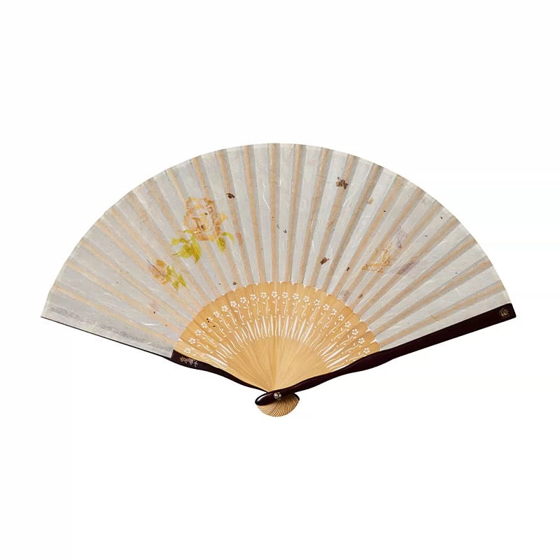 Handcrafted High-End Silk & Vein Leaf Folding Fan
