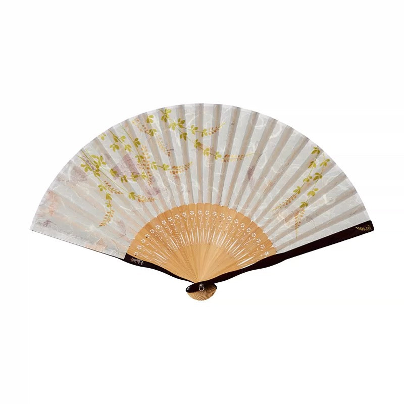 Handcrafted High-End Silk & Vein Leaf Folding Fan