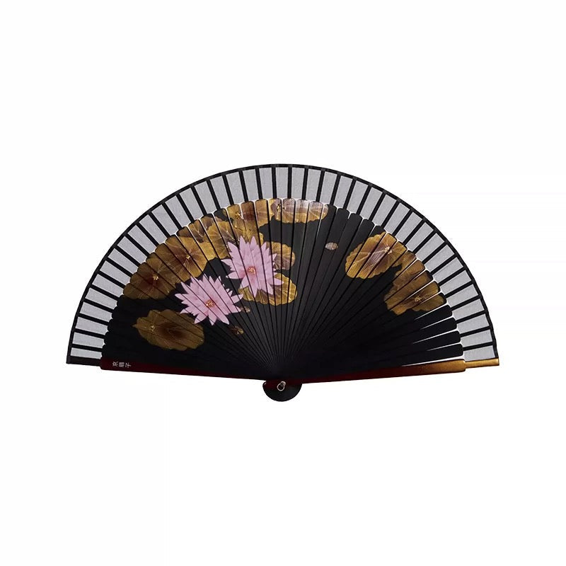 Lotus Silk and Bamboo Folding Fan | Bespoke Handcrafted Collection