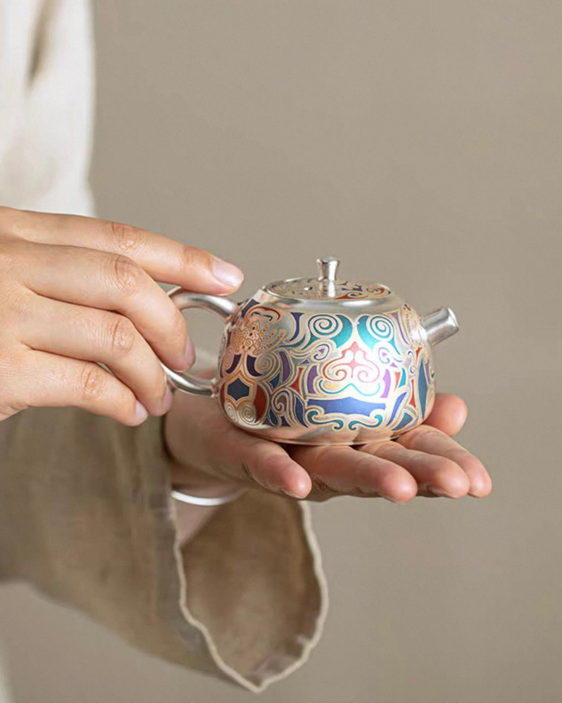 Dunhuang Gold & Silver Inlay Ceramic Tea Trio | Premium Heritage Gift Set