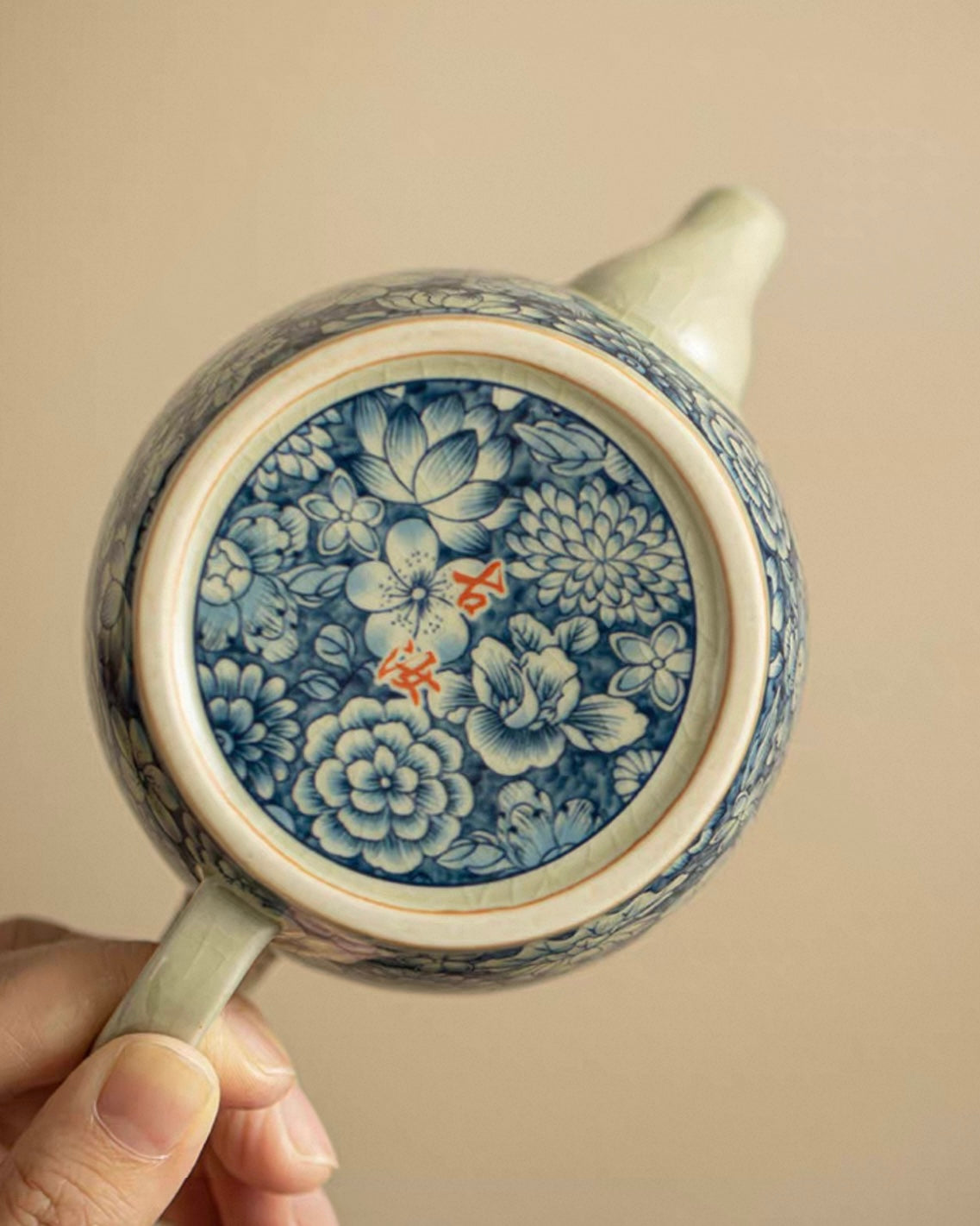 Antique Style Ten Thousand Flowers Han-Wa Tea Set | Aged Clay & Blue-and-White Porcelain