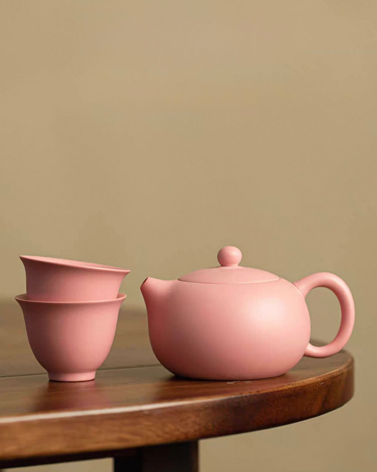 Feminine Luxury Pink Sand Xishi Tea Set | Handcrafted Purple Clay Trio