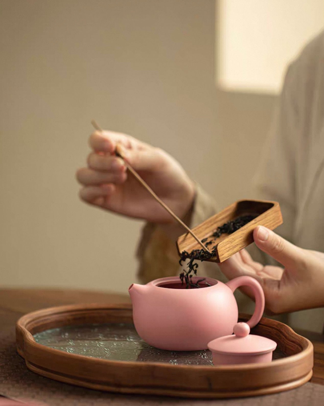 Feminine Luxury Pink Sand Xishi Tea Set | Handcrafted Purple Clay Trio