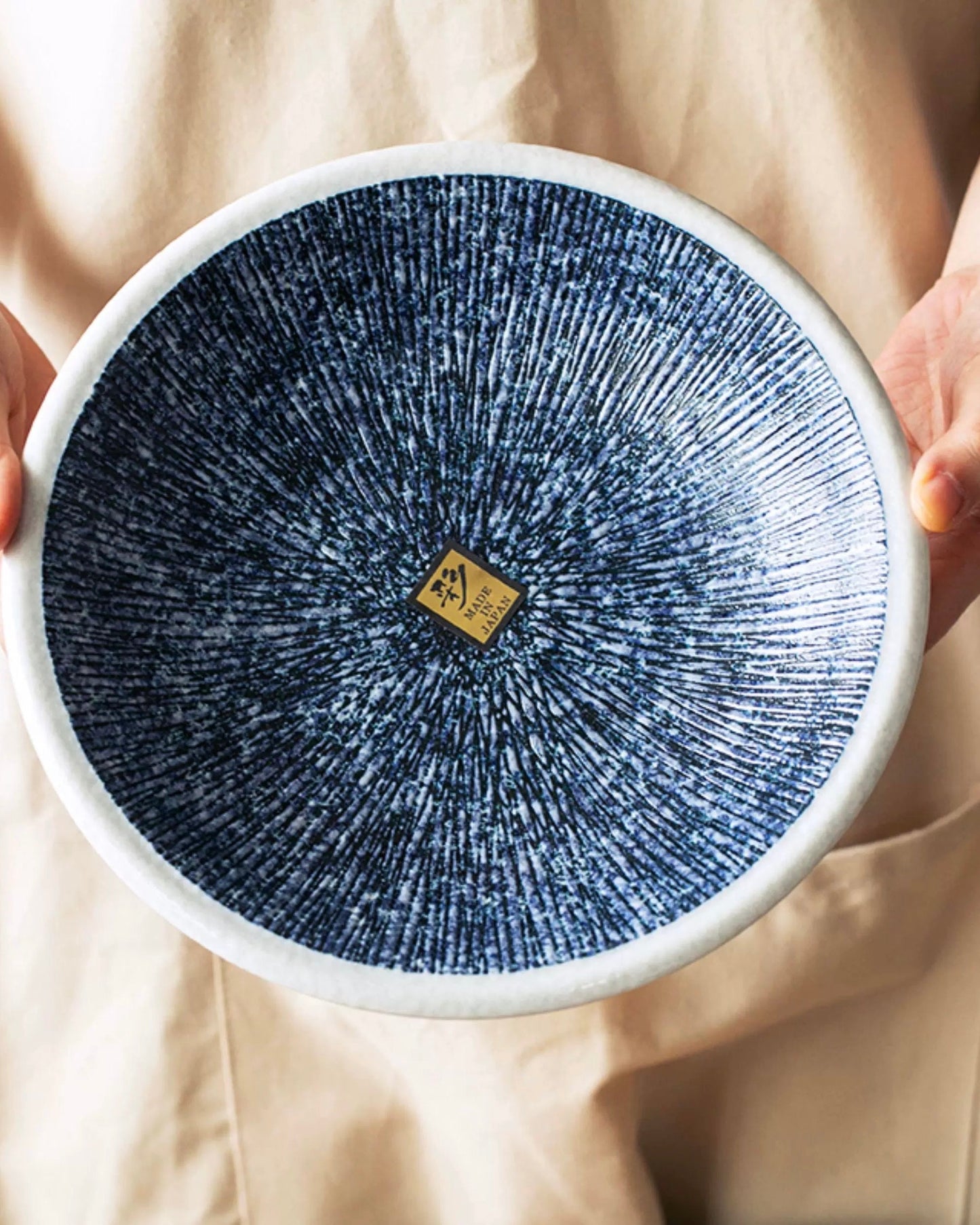 Japanese Imported Mino-Ware Coarse Pottery Large Dinner Plate | Artisan Deep Dish