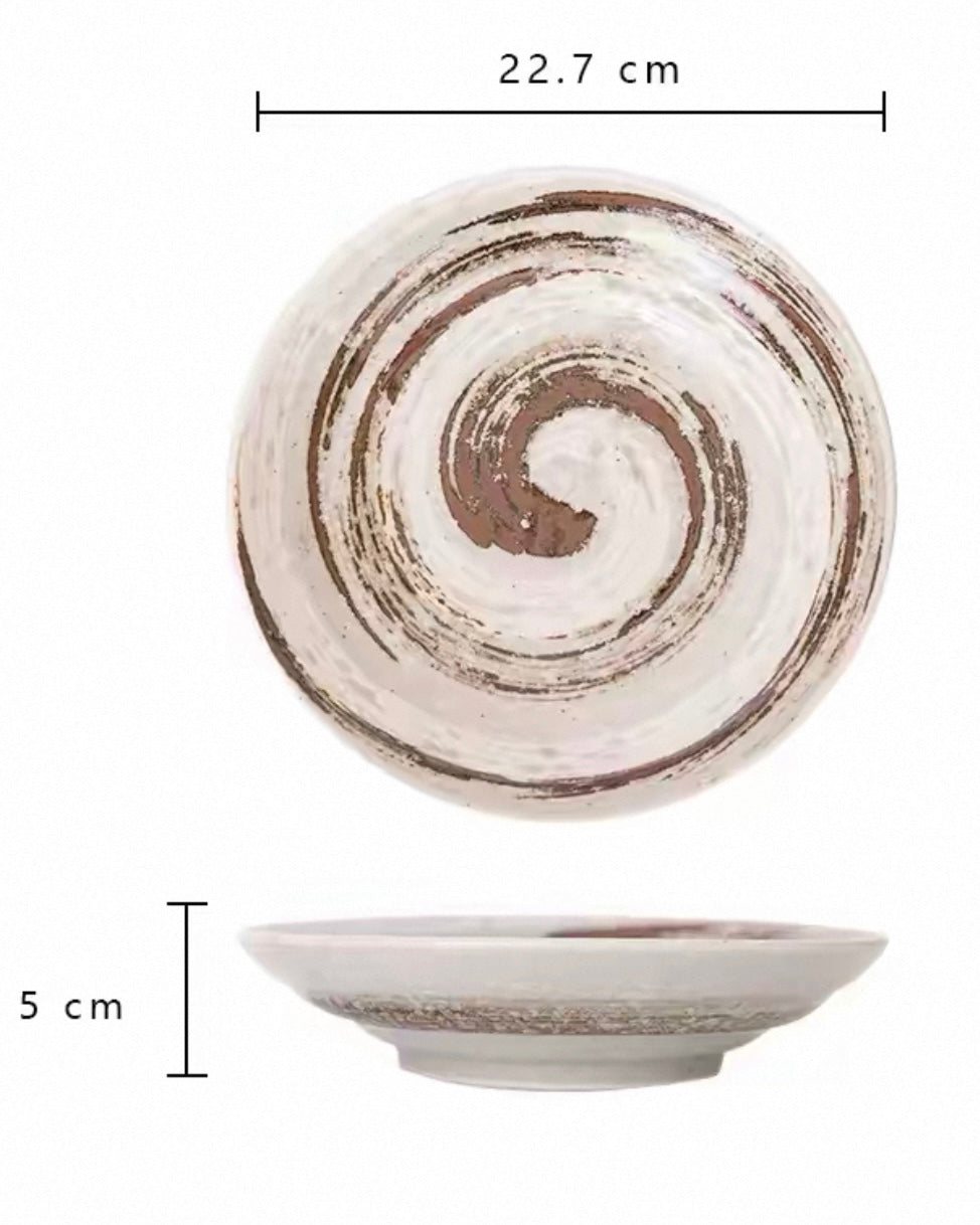 Japanese Imported Mino-Ware Coarse Pottery Large Dinner Plate | Artisan Deep Dish