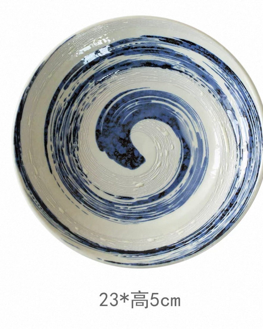Japanese Imported Mino-Ware Coarse Pottery Large Dinner Plate | Artisan Deep Dish