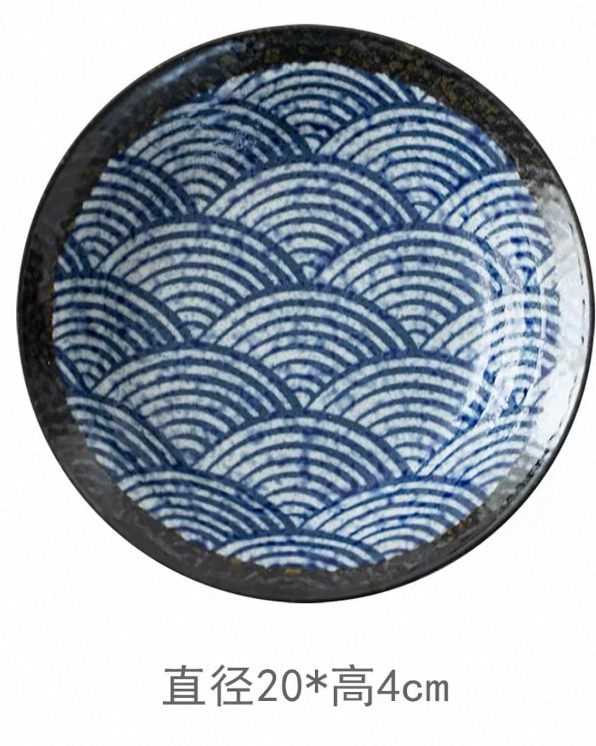 Japanese Imported Mino-Ware Coarse Pottery Large Dinner Plate | Artisan Deep Dish