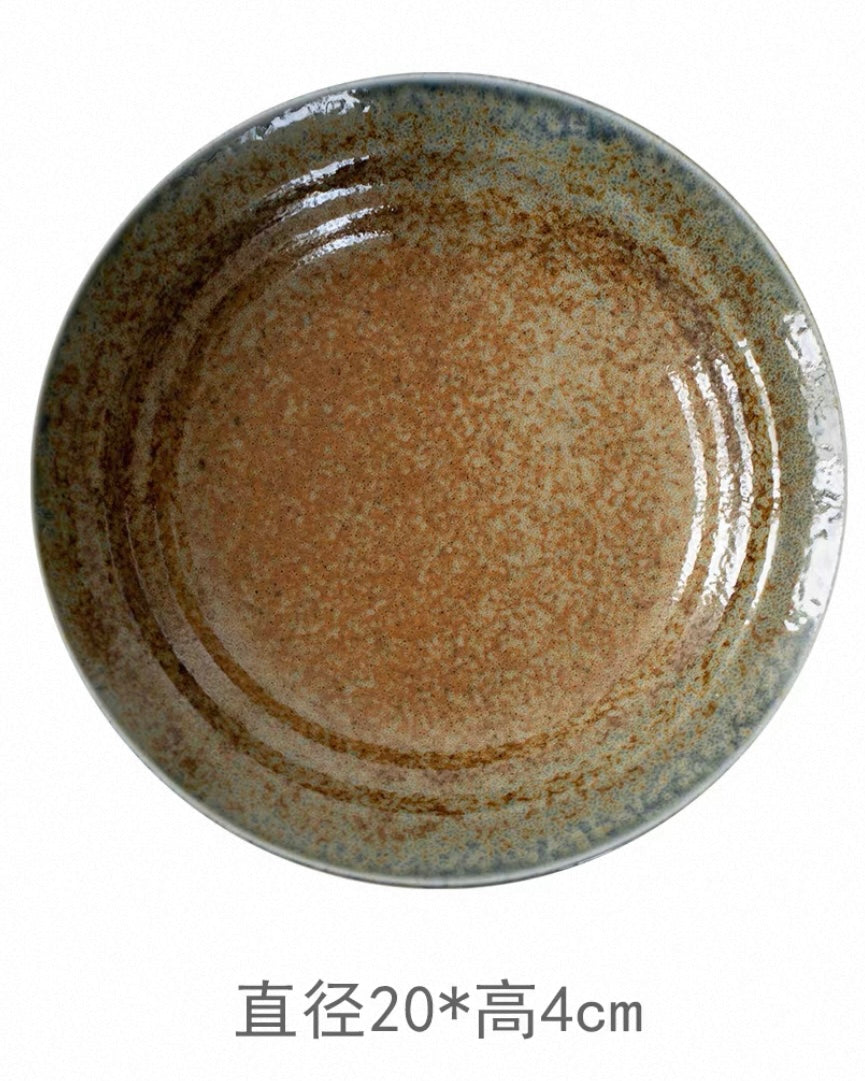 Japanese Imported Mino-Ware Coarse Pottery Large Dinner Plate | Artisan Deep Dish