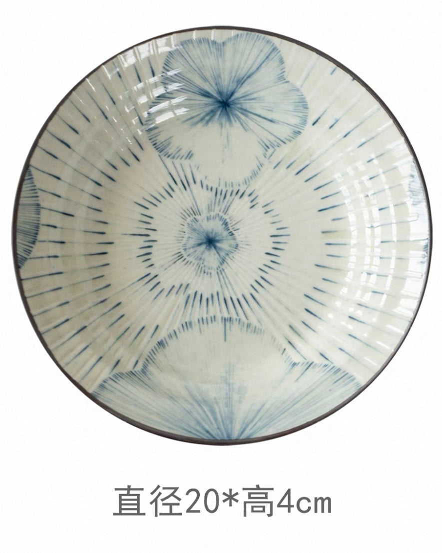 Japanese Imported Mino-Ware Coarse Pottery Large Dinner Plate | Artisan Deep Dish