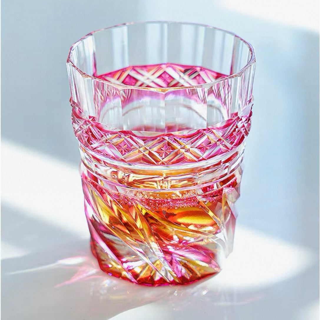 Edo Kiriko Handcrafted Violet Kaze Whisky Glass – A Breeze of Amethyst Serenity in Crystal