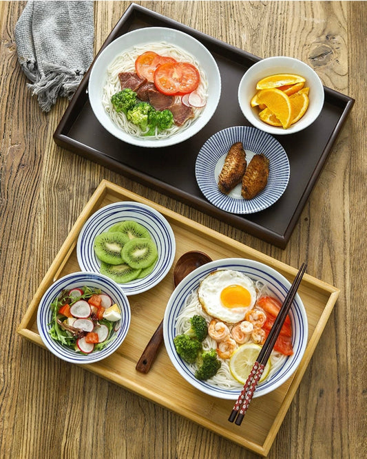Authentic Japanese Ramen Bowl Set - Handcrafted Ceramic Dinnerware Set of 6