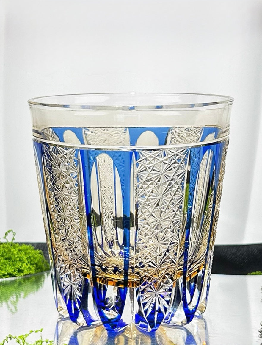Edo Kiriko Handcrafted Ruby Agave Whisky Glass – A Desert Bloom of Fiery Brilliance