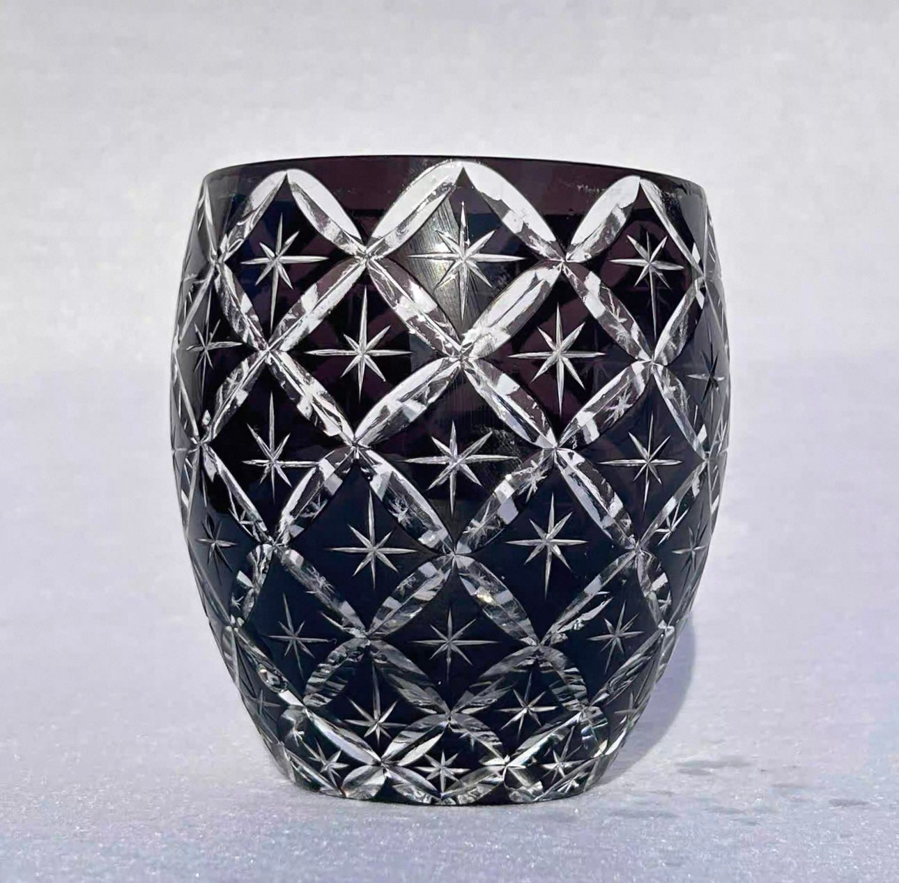 Edo Kiriko Handcrafted Sapphire Shippo Whisky Glass – A Kaleidoscope of Deep Harmony in Crystal
