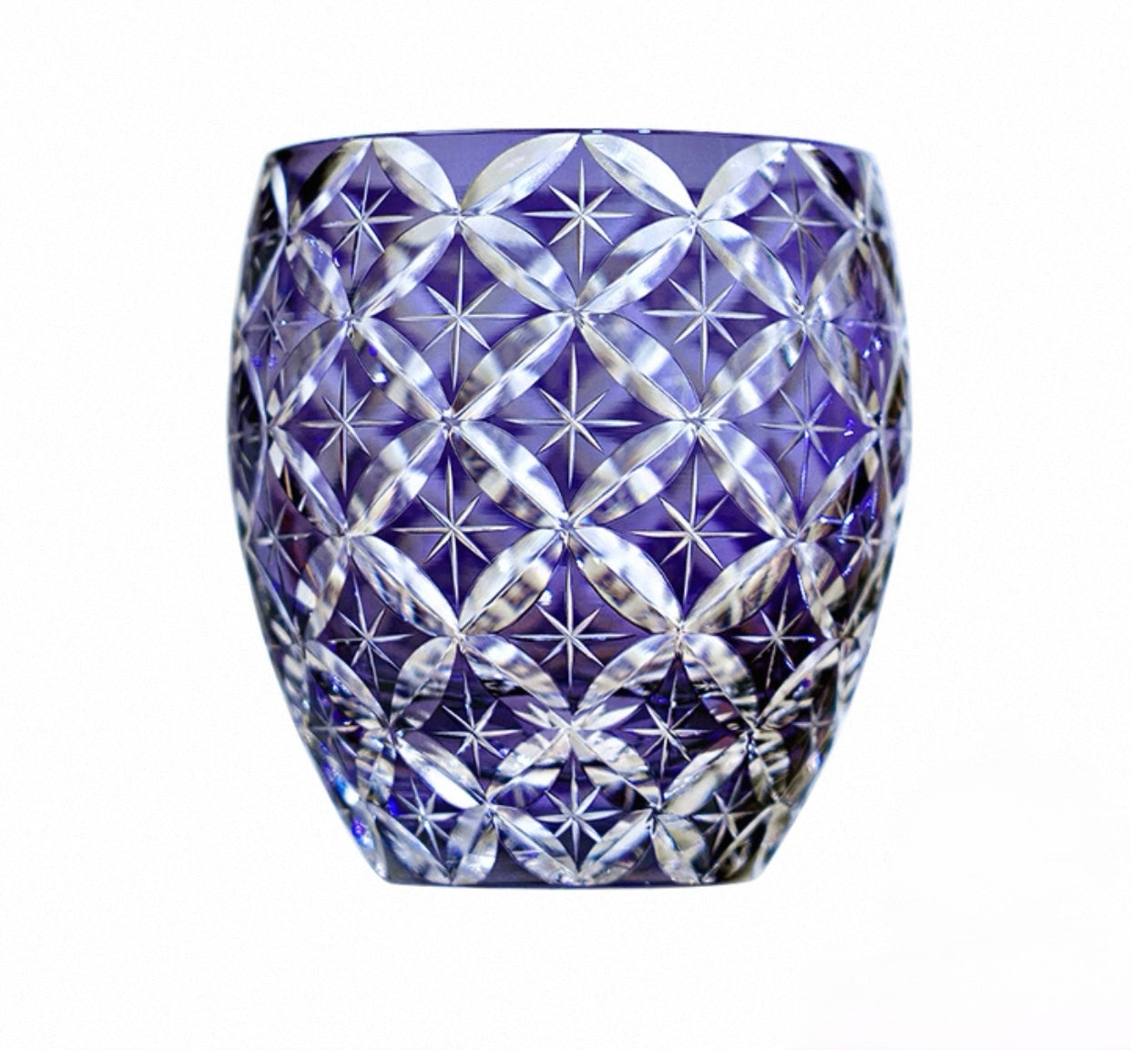 Edo Kiriko Handcrafted Sapphire Shippo Whisky Glass – A Kaleidoscope of Deep Harmony in Crystal