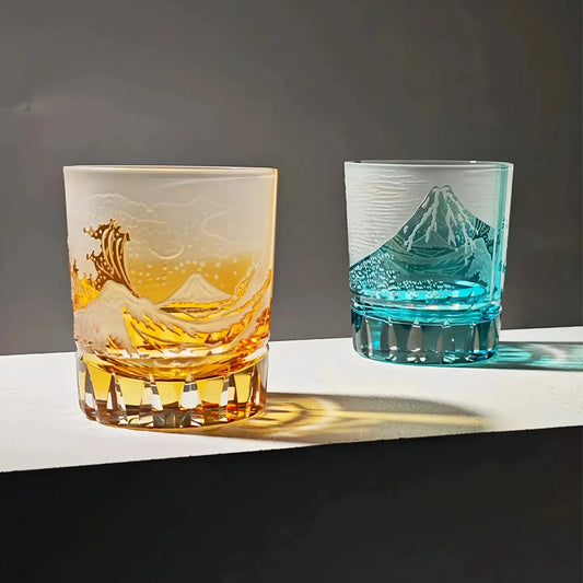 Edo Kiriko Fuji Wave Hand-Cut Whisky Glass