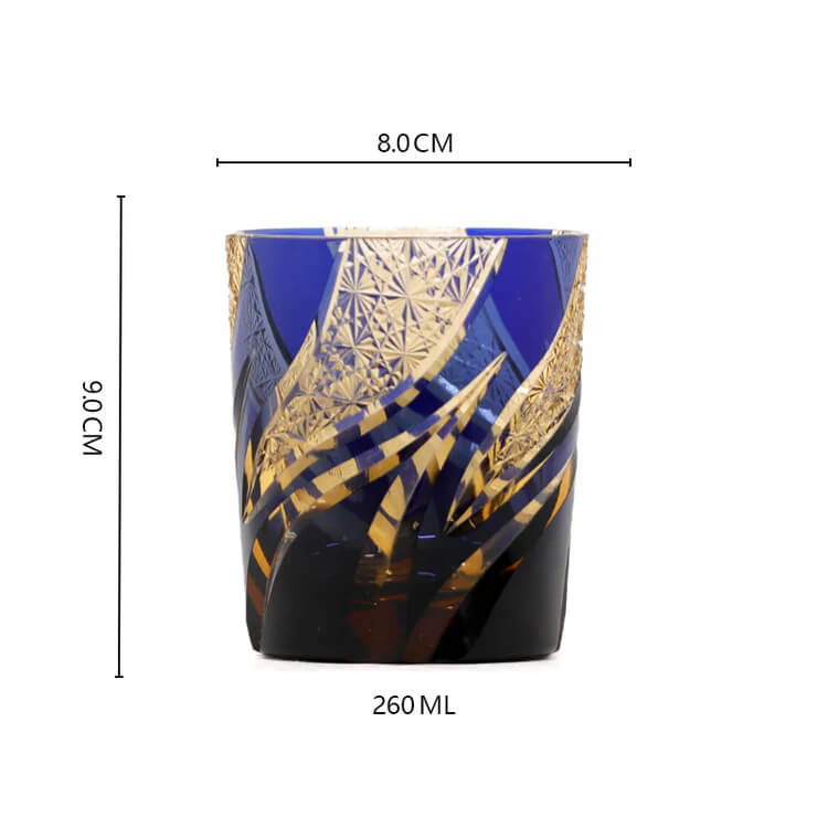Edo Kiriko Blue Flame Hand-Cut Whisky Glass