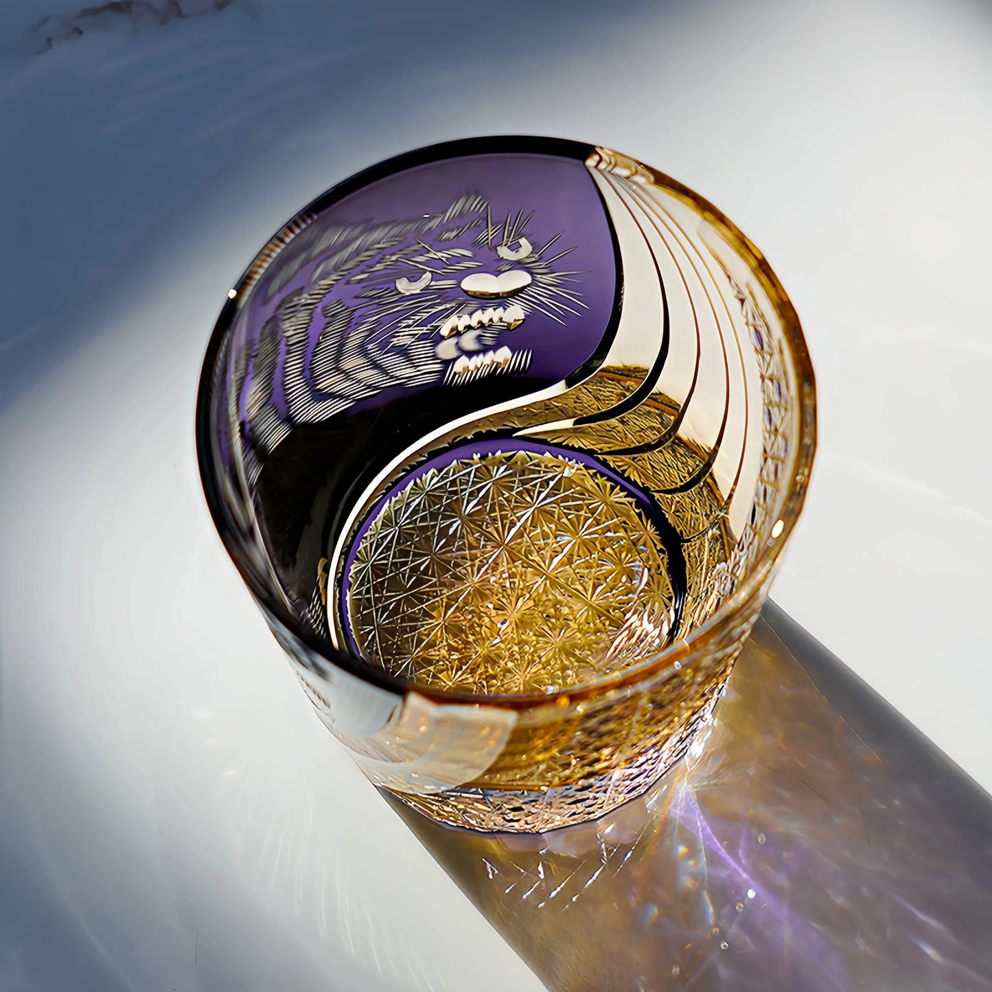 Edo Kiriko Murasaki Tora Hand-Cut Whisky Glass
