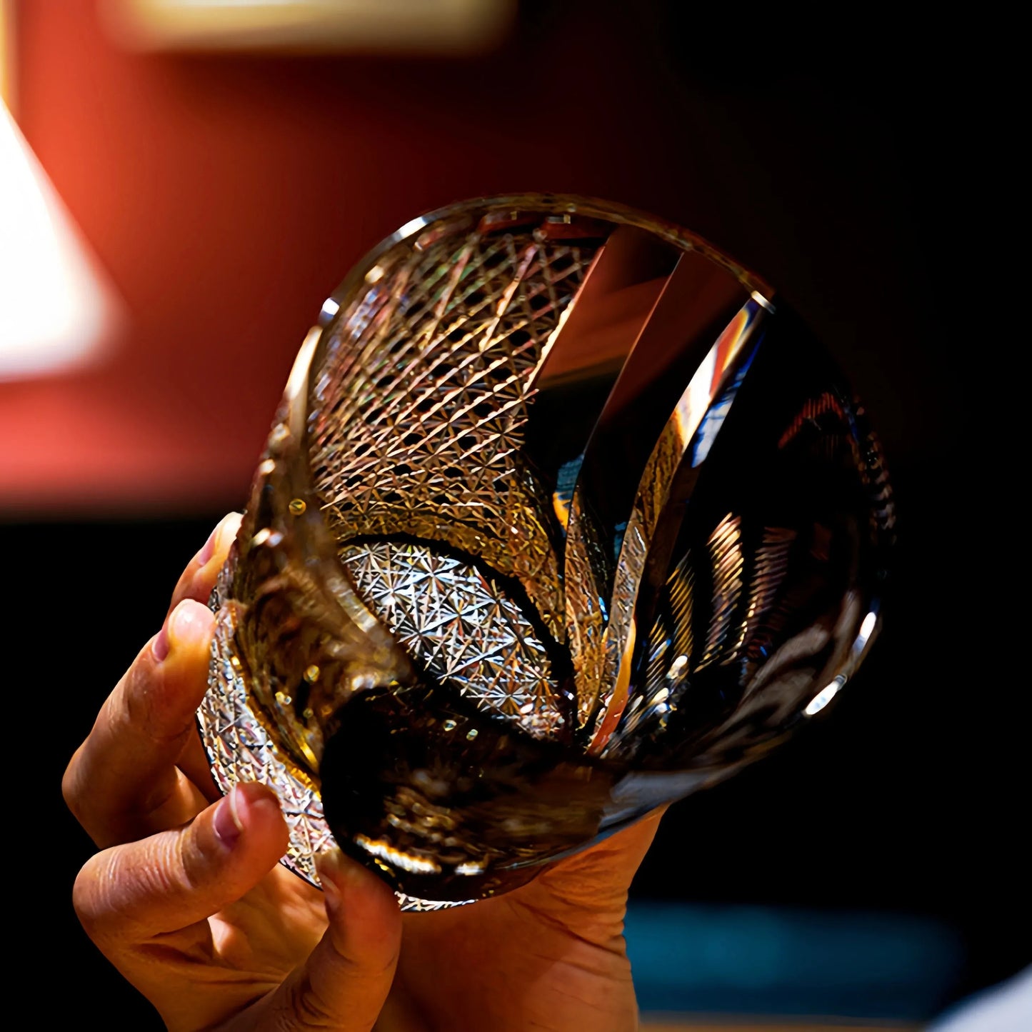 Edo Kiriko Kuro Tora Hand-Cut Whisky Glass