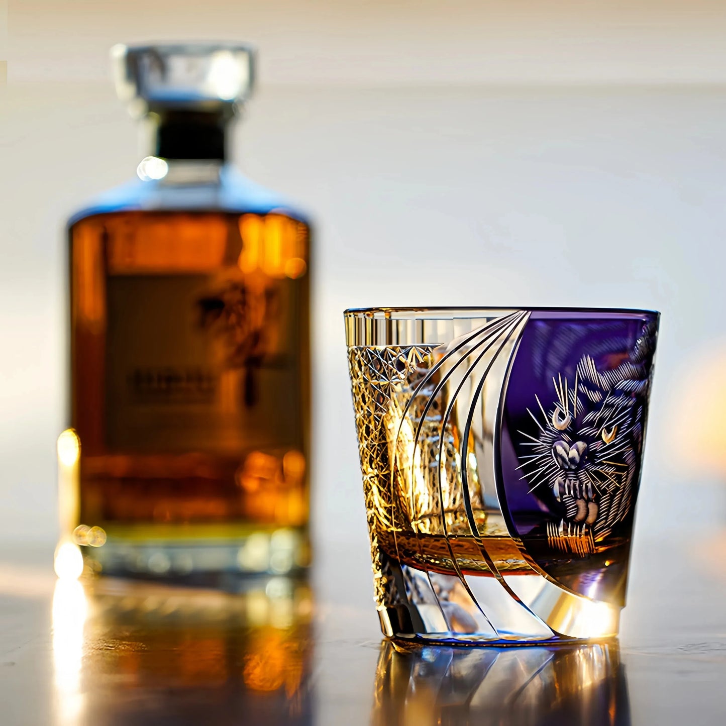 Edo Kiriko Murasaki Tora Hand-Cut Whisky Glass